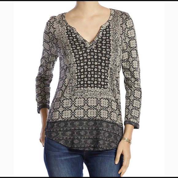 LUCKY BRAND Placed Scarf Top medium - Picture 2 of 7